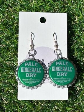 Upcycled Pale Gingerale Dry Bottle Cap Earrings